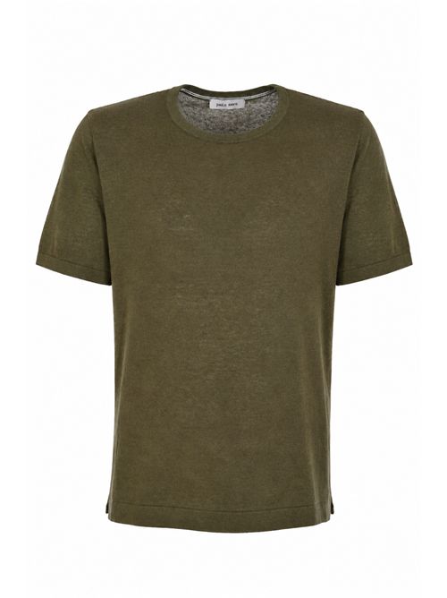 T-shirt in misto lino e cotone Militare Paolo Nero | 3530510090